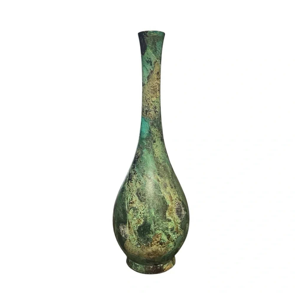 Antique Japanese Bronze Soliflor Vase Amazing Patina